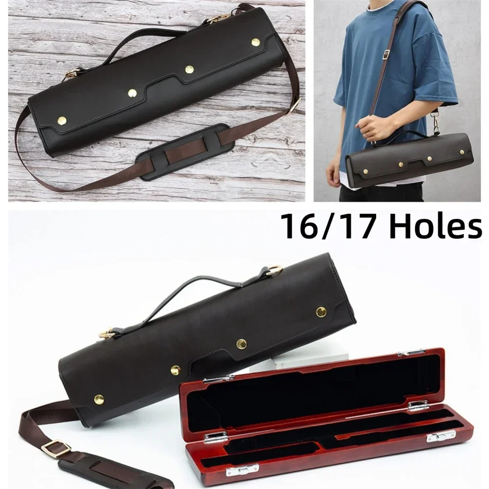 16 17 홀 플루트 용 휴대용 보관 케이스 PU 가죽 - Musical Instrument Accessories 리뷰 및 가격
